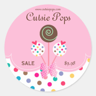 Cake Pops Stickers Bakery Cute Dots Pink Mint