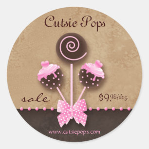Cake Pops Stickers Bakery Vintage Pink Caramel