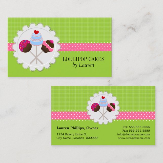 Cake Pops Vibrant Green Business Card (Front/Back)