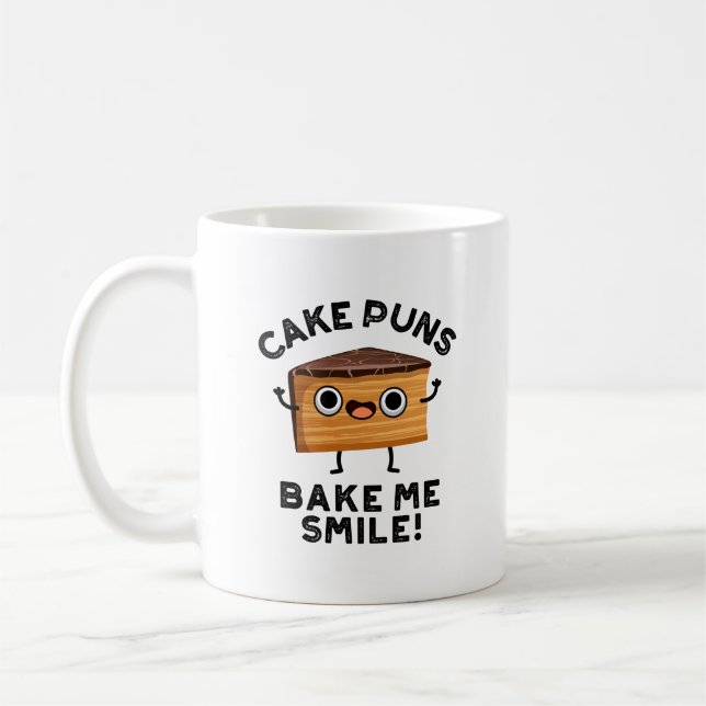 Cake Puns Bake Me Smile Funny Baking Pun  Coffee Mug (Left)
