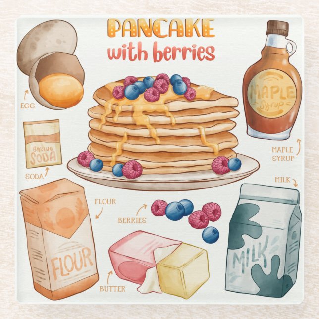 Cake Recipe Glass Coaster (Front)