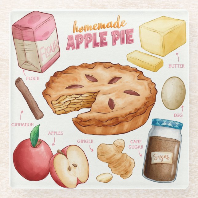 Cake Recipe Glass Coaster (Front)