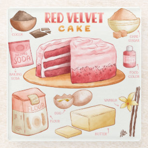 Cake Recipe Glass Coaster