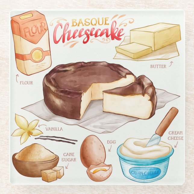 Cake Recipe Glass Coaster (Front)
