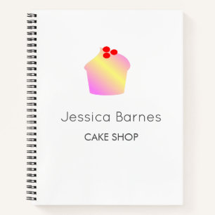 Cake shop cupcake silhouette white notebook