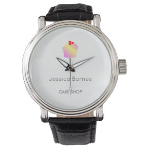 Cake shop cupcake silhouette white watch