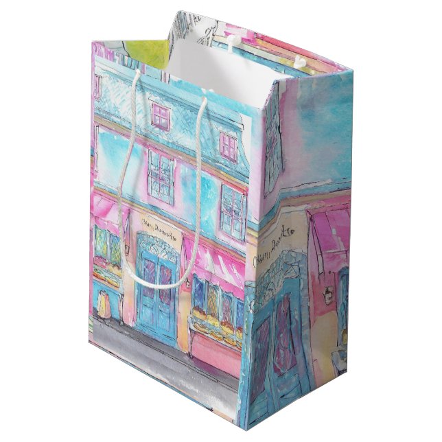 Cake shop watercolor  medium gift bag (Back Angled)