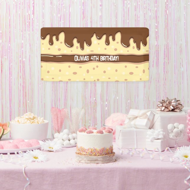 Cake slice cartoon sweet kids birthday party banner (Party)