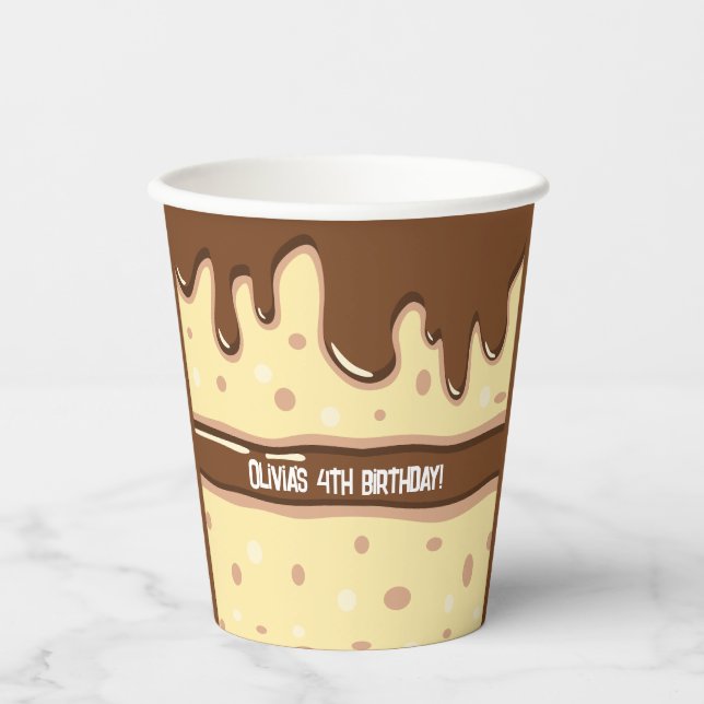 Cake slice cartoon sweet kids birthday party paper cups (Front)