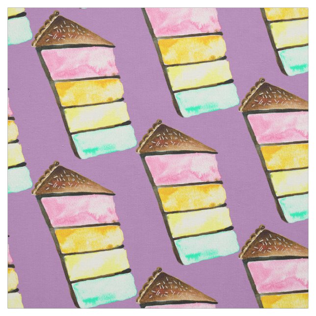 Cake slice rainbow cake art fabric (Swatch)