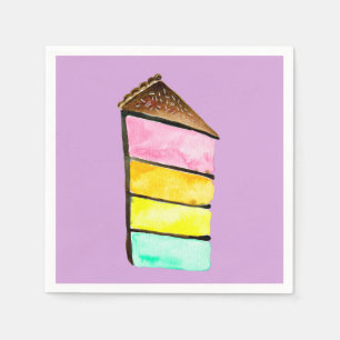 Cake slice rainbow cake art napkin