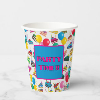 " CAKE SLICES AND BALLOONS " PAPER CUPS