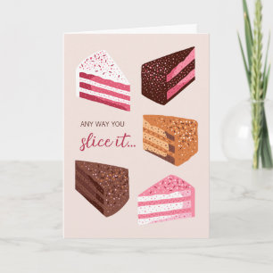 Cake slices hand drawn illustration birthday card
