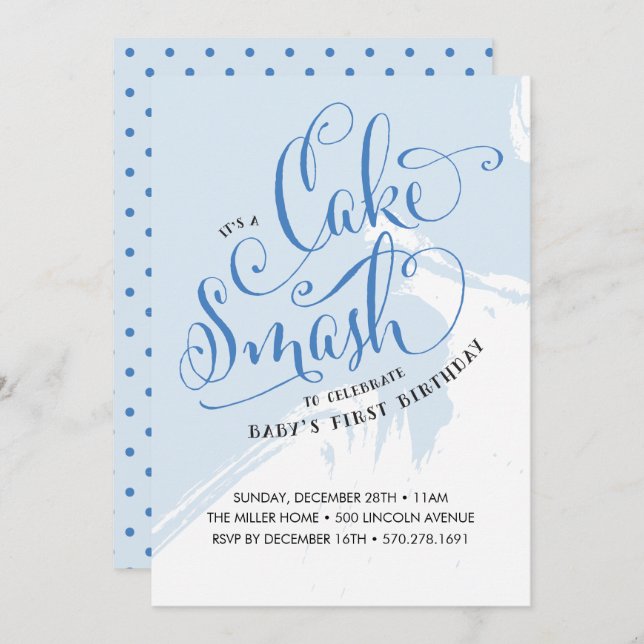Cake Smash Birthday Invitation, Boy Card (Front/Back)
