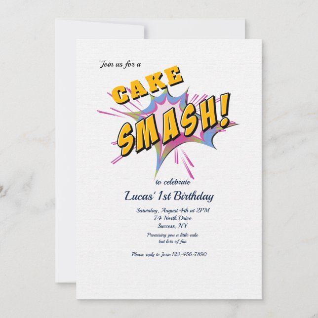 Cake Smash Birthday Party Invitation (Front)