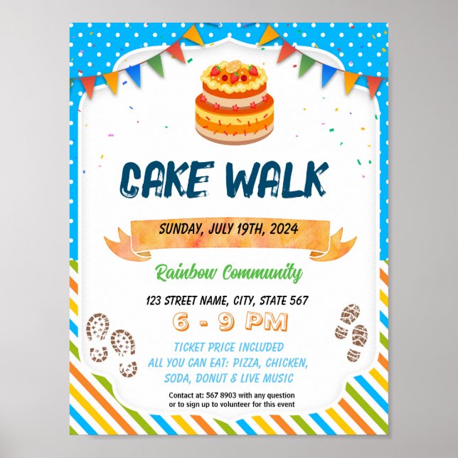 Cake walk musical cake template poster (Front)