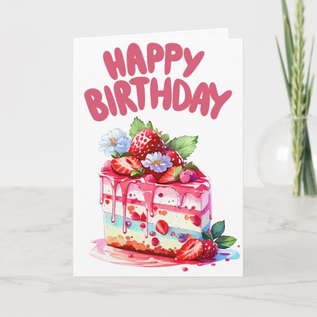Cake Wishes Birthday Card and colouring page (Front)