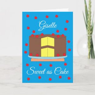 Cake with Cherries: Blue-green Blank Card