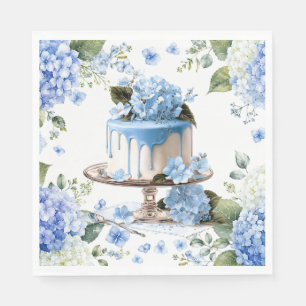 Cake with Hydrangea Flowers Napkin