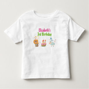 Cake with Party Lion and Balloon Sheep Birthday Toddler T-Shirt