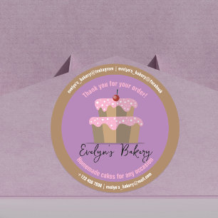Cake With Pink Frosting Cherry Homemade Bakery  Classic Round Sticker