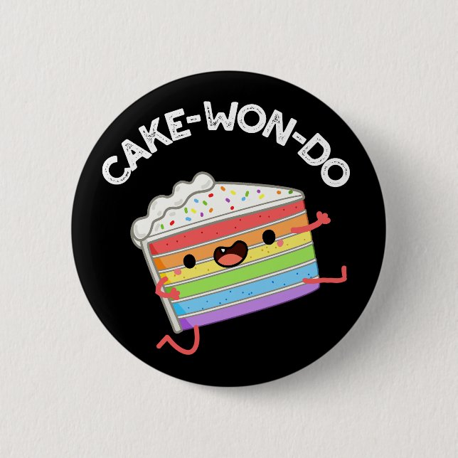 Cake-won-do Funny Taekwondo Cake Pun Dark BG 6 Cm Round Badge (Front)