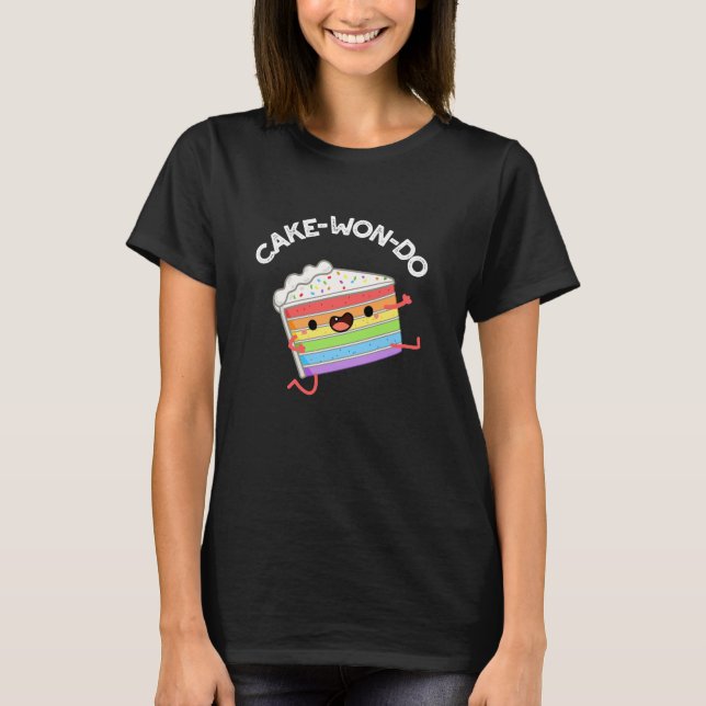 Cake-won-do Funny Taekwondo Cake Pun Dark BG T-Shirt (Front)