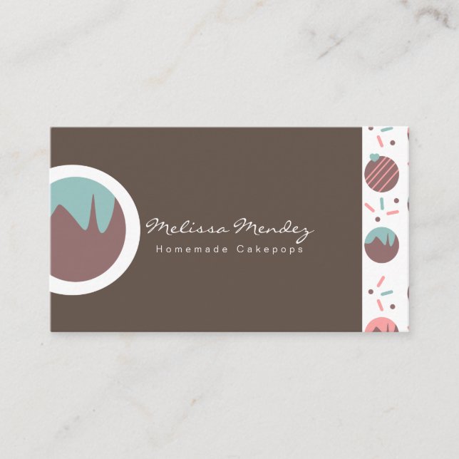 Cakepop Logo Sprinkles Pattern Bakery Business Card (Front)