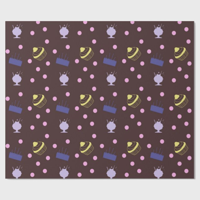 cakes and sundaes chocolate wrapping paper (Flat)
