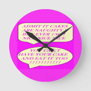 Cakes are nice made for food lovers colour pink    round clock