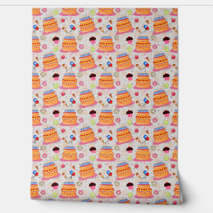 Cakes, Cupcakes, Lollipop And Icecream Pattern Wallpaper