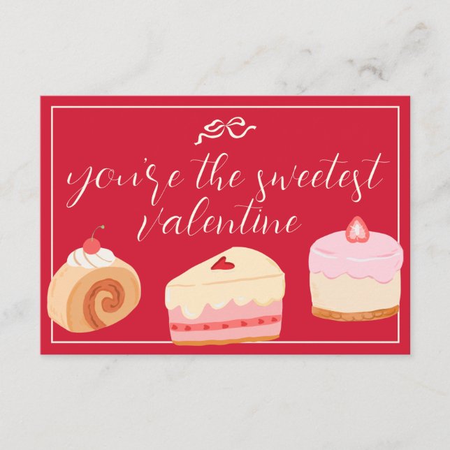 Cakes Photo Sweetest Valentine Love Holiday Card (Front)