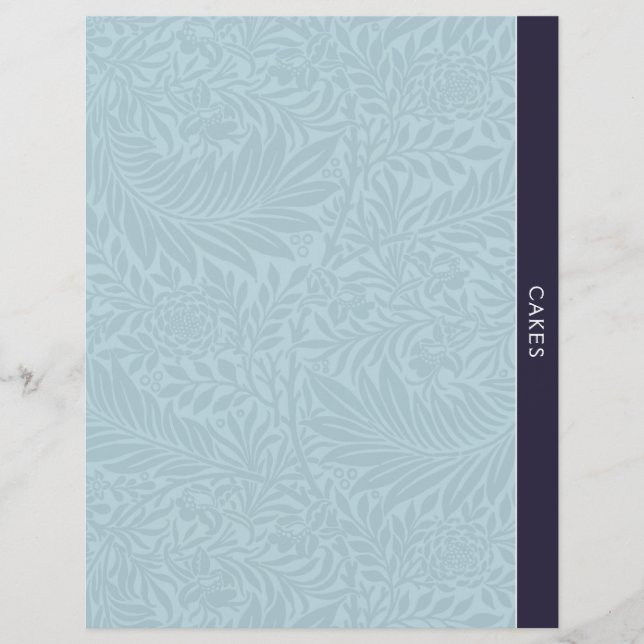 Cakes | Recipe Divider | Vintage Blue Floral (Front)