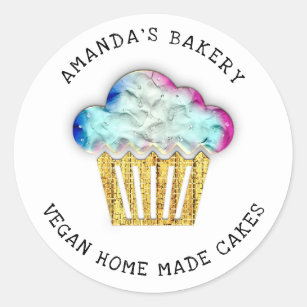 Cakes Sweet Cupcake Home Vegan Bakery Gold Organic Classic Round Sticker