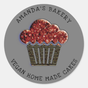 Cakes Sweet Cupcake Home Vegan Bakery Muffin Brown Classic Round Sticker