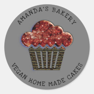 Cakes Sweet Cupcake Home Vegan Bakery Muffin  Classic Round Sticker
