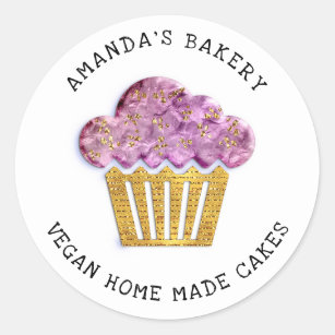 Cakes Sweet Homemade Bakery Muffin Gold Rose Classic Round Sticker