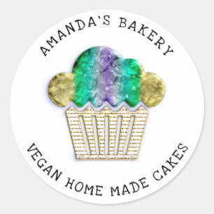 Cakes Sweet Homemade Bakery Muffin Ombre Gold Classic Round Sticker