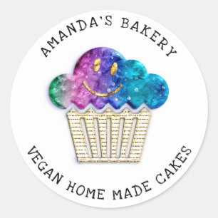 Cakes Sweet Homemade Bakery Muffin Smile Gold Unic Classic Round Sticker