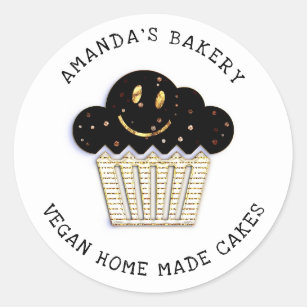 Cakes Sweet Homemade Bakery Muffin Smile Rose Gold Classic Round Sticker