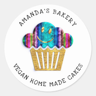 Cakes Sweet Homemade Bakery Muffins Gold Chicana Classic Round Sticker