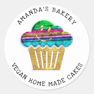 Cakes Sweet Homemade Bakery Muffins Gold Chicano Classic Round Sticker