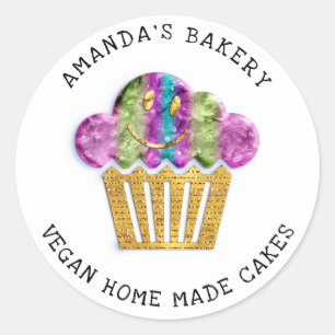 Cakes Sweet Homemade Bakery Muffins Lux Gold  Clas Classic Round Sticker