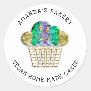 Cakes Sweet Homemade Bakery Muffins Lux Gold  Classic Round Sticker