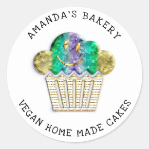Cakes Sweet Homemade Bakery Muffins Lux Gold  Classic Round Sticker