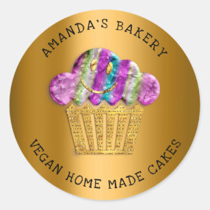 Cakes Sweet Homemade Bakery Muffins Lux Gold Smile Classic Round Sticker