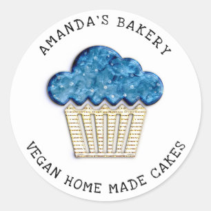 Cakes Sweet Homemade Vegan Bakery Muffins Blue Classic Round Sticker