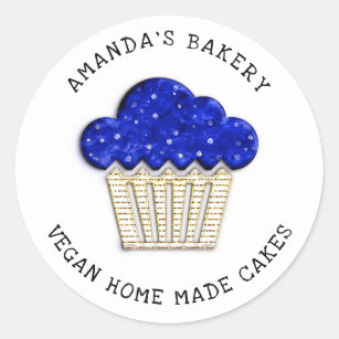 Cakes Sweet Homemade Vegan Bakery Muffins Navy Classic Round Sticker