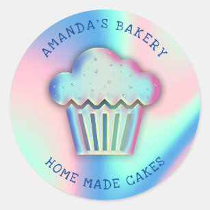 Cakes Sweets Cupcake Home Bakery 3D Holograph Wow Classic Round Sticker