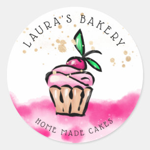 Cakes & Sweets Cupcake Home Bakery cute girly Classic Round Sticker